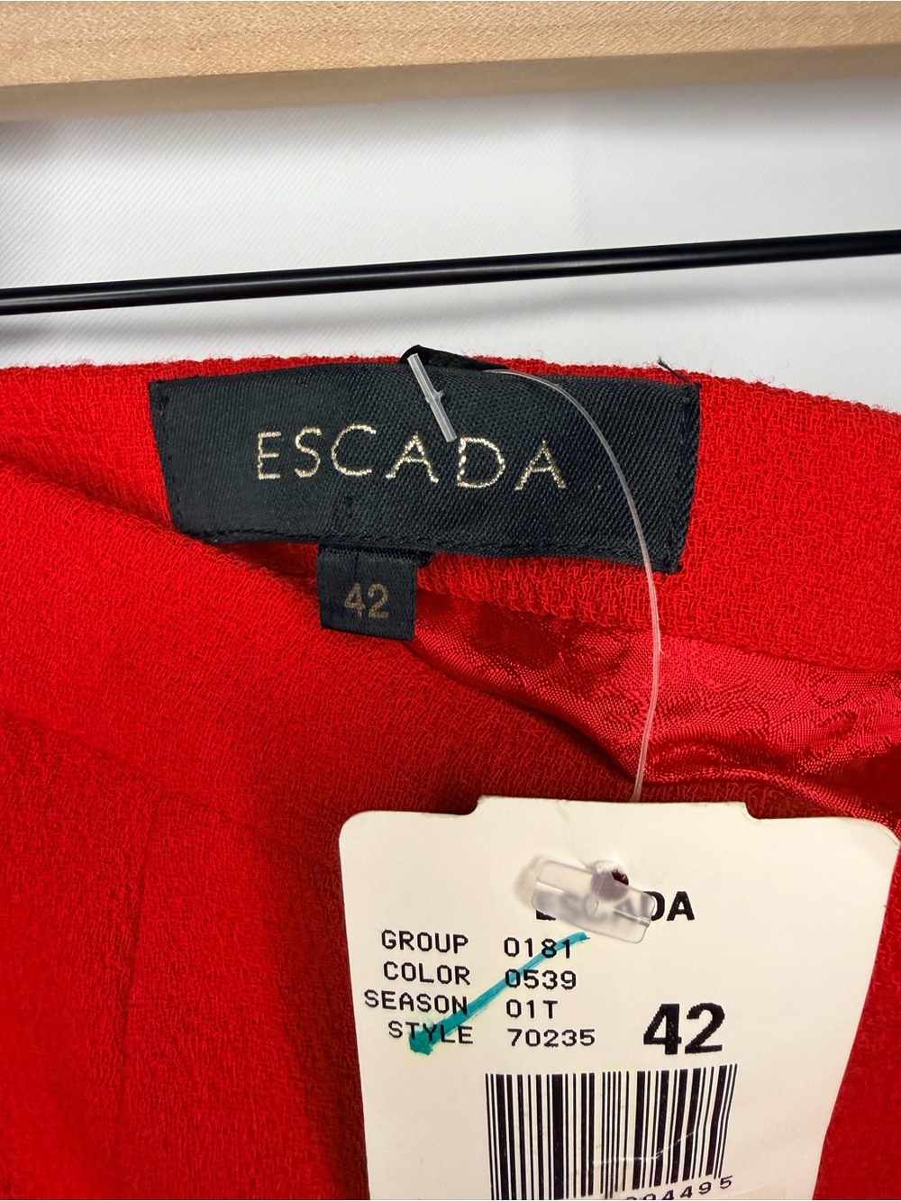NWT Vintage Escada Pure Wool Red Pencil Skirt | Size 42 / US 12 - Picture 3 of 5